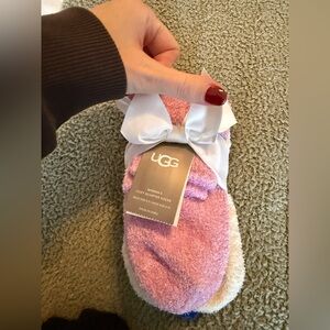 UGG Pink, Blue and Cream Fuzzy Socks